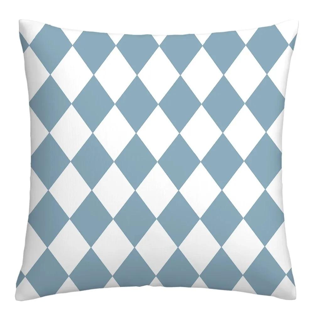 Blue and White Geometric Decorative Pillowcase Living Room Office Home Pillowcase Car Ornaments Ideal Gift