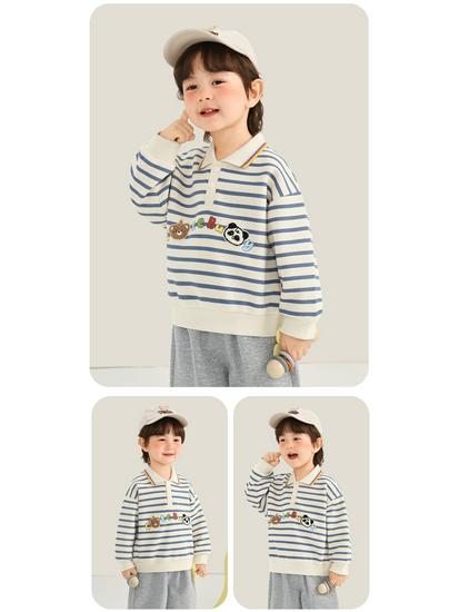 Kaka Panda Kids' Polo Neck Sweatshirt - Boys' and Girls' Spring & Autumn Top