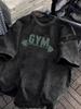 Vintage Acid Wash Gym Barbell Graphic TShirt Oversized Workout Casual Cotton Tops for Men Women Oversized T Shirt Yk Top
