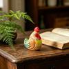Hand-Carved Wooden Rooster Figurine Farmhouse Chicken Sculptures Rustic Animal Statue for Home Shelf Desk Kitchen Decor Gift for Chicken Lovers