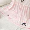 Women's Japanese Ice Silk Pajama Set: Printed Strappy Nightgown with Bow, Sweet Sexy Style, Includes Thin Bra Pads for Home Wear.