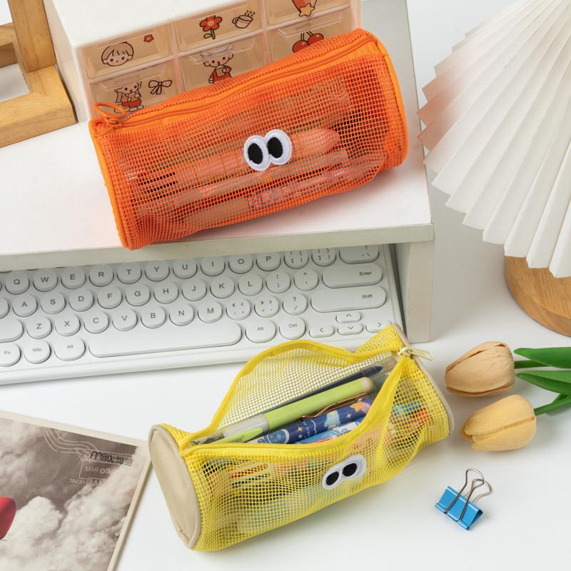 Nylon Cute Pencil Bag With Mesh Design And Spacious Storage For Gift School