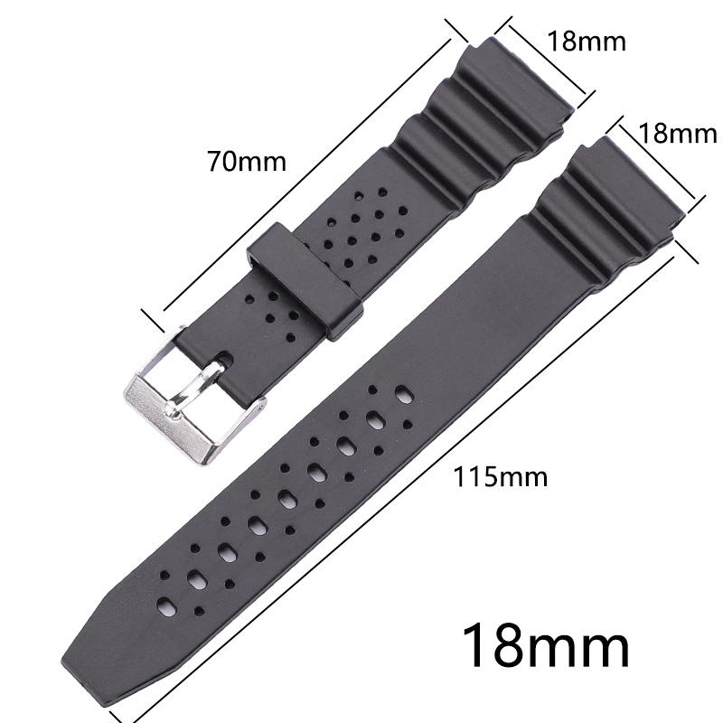 

18mm 20mm 22mm Rubber Watchband Watch Band Men Sports Silicone Black Strap Accessories Metal Pin Buckle