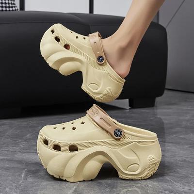 Fashion New 8cm Platform Slippers Woman Fashion Clogs Thick Sole Close Toe Girls Street Beach Slides Female Slip On High Heel Sandals