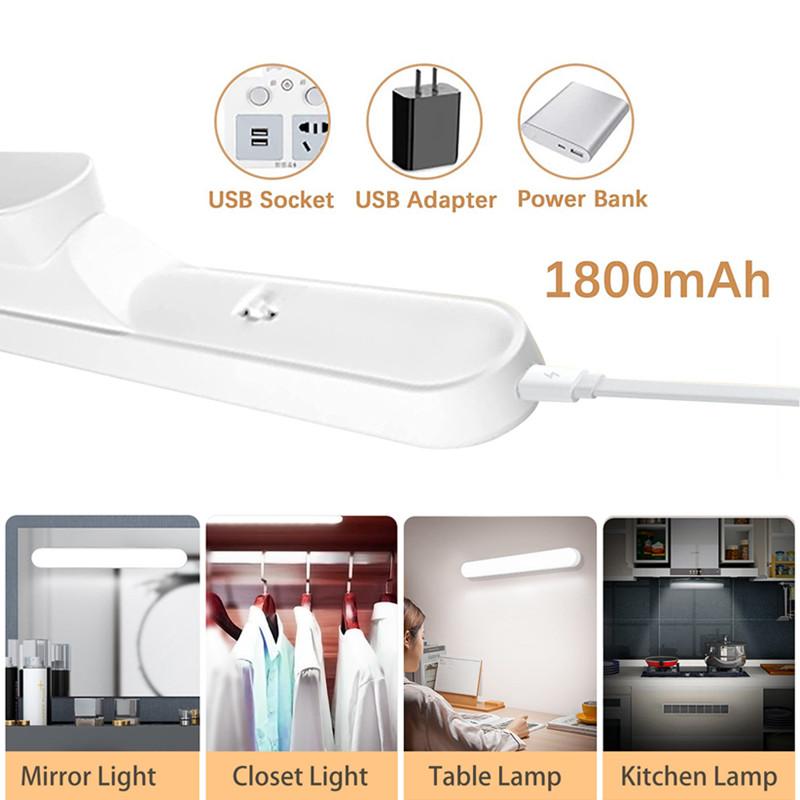 LED Night Light Magnet Dorm Cabinet Lights 30cm 1200mAh USB Nightlight Dimmable Table Lamp for Closet Kitchen Wardrobe Cupboard