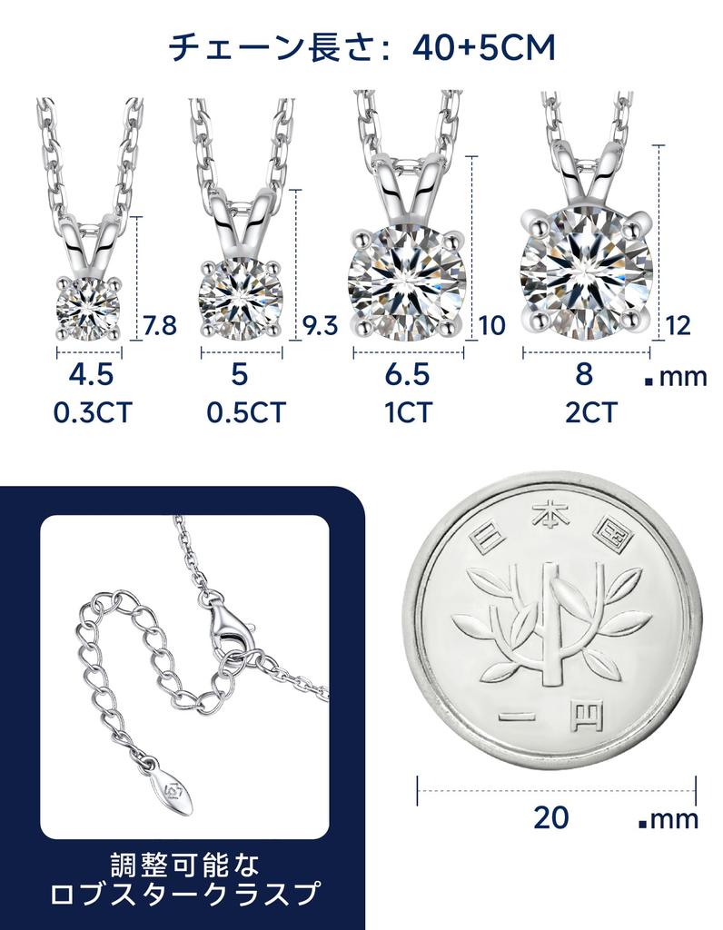 MomentWish Moissanite Necklace for Women, Single Pendant, Platinum Necklace, 925 Sterling Silver, Hypoallergenic, Gift Box Included (1ct)