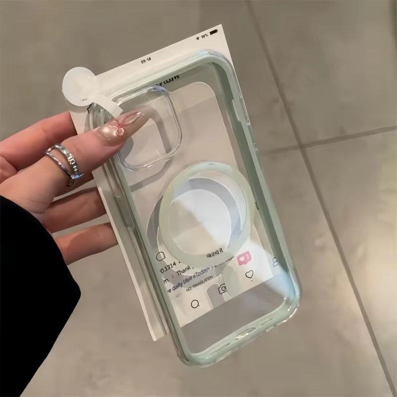 

Роскошный противоударный бампер Candy Clear для чехла Magsafe для iPhone17 16 15 14 13 12 11 Pro Max Plus Магнитная крышка для беспроводной зарядки iPhone 15 зелёный