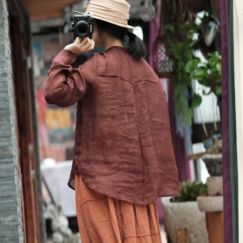Johnature Cămașă cu mâneci lungi cu mâneci lungi de toamnă pentru femeie de toamnă.
