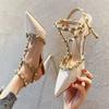 Fashion Plus Size High Heels Riveted Nude Women's Stiletto Heel 2025 Spring and Autumn New Pointed Toe Versatile Back Empty Single Shoes