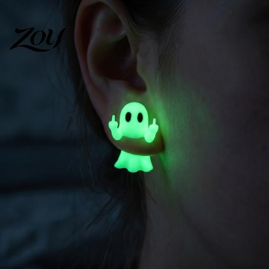 Novelty Gift for Friends 1 Pair Halloween Earrings Women, Glow in The Dark Ghost Personalized Daily Wear Earrings, Cute Spooky Jewelry Gifts