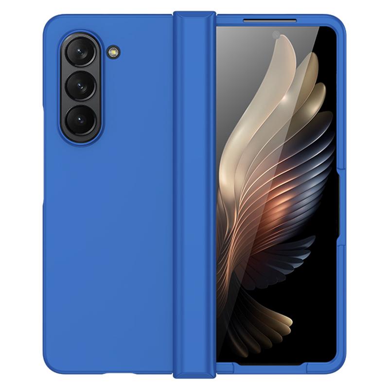 

For Samsung Galaxy Z Fold5 5G Hinde Protection PC Phone Case Skin-touch Shockproof Cover Dark Blue