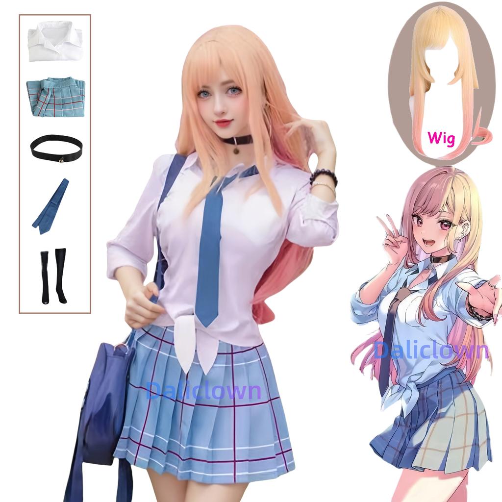 Kitagawa Marin Cosplay Anime My Dress Up Darling Kitagawa Marin Cosplay Costume Dress School Uniform Wig Suit Plus Size Women