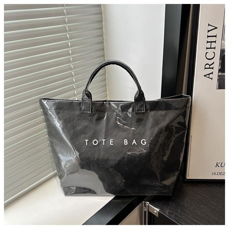 

Tote Bag, Retro Letter, Casual Versatile Handbag, Minimalist Transparent, Simple, Commuter, Large-capacity Bag for Women