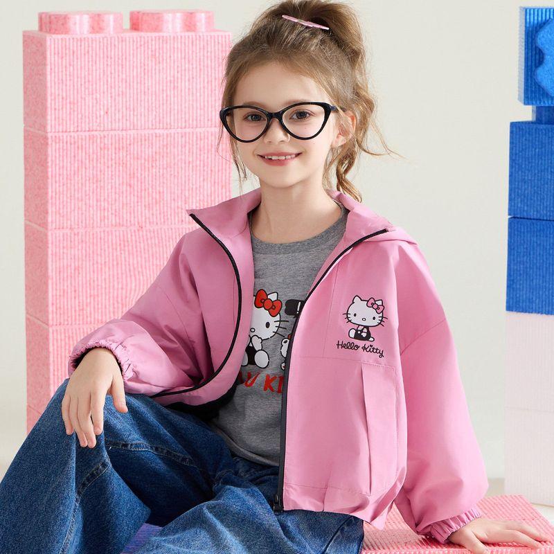 Girls  Casual Sports Jacket 2024 New Style Daily Wear Stylish Outerwear Pink Size 110