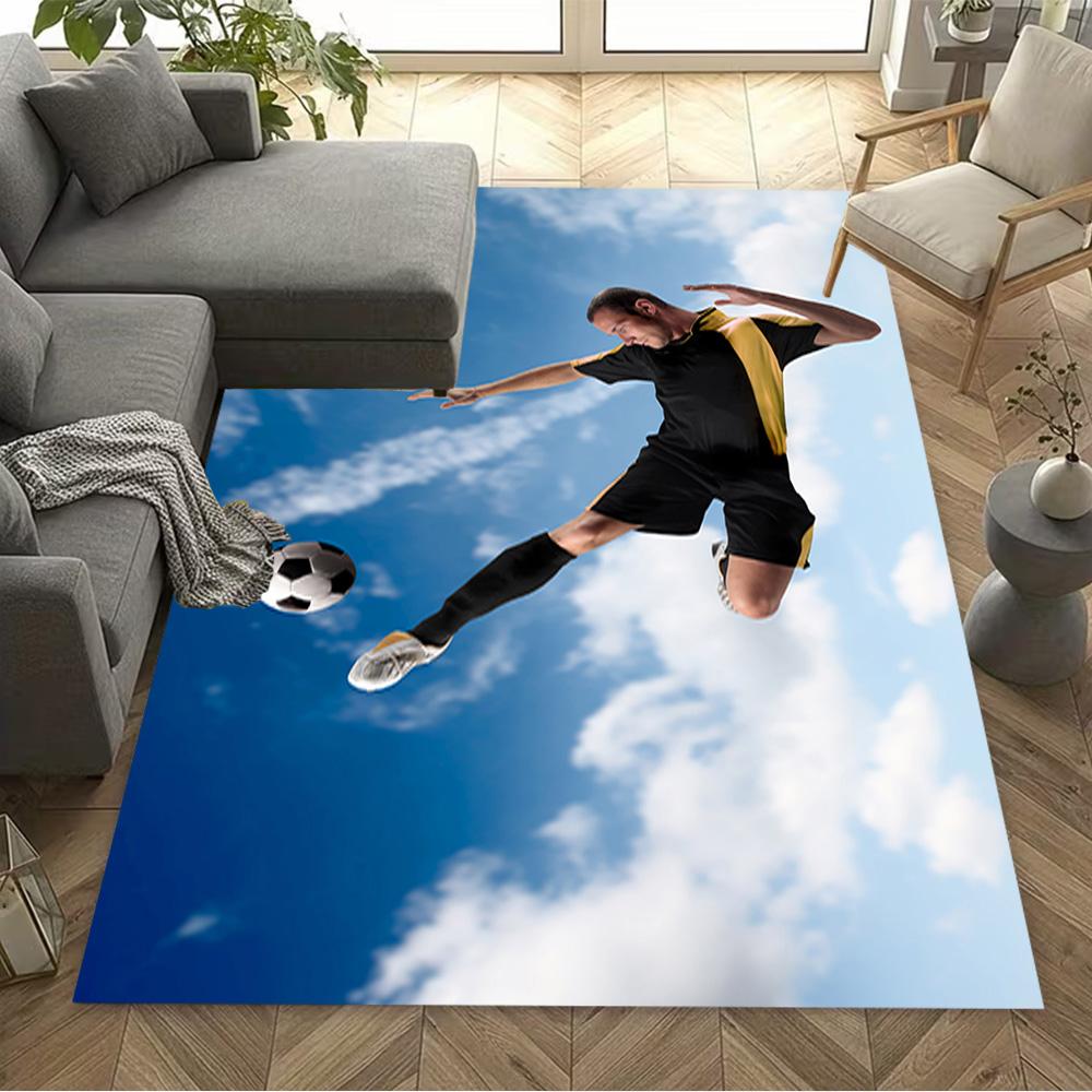 Soccer Ball Stormy Sky Floor Mat Perfect for Dining Room Outdoor Entryway Balcony Anti-slip Rug Anime Office Decor Spiritual Gift