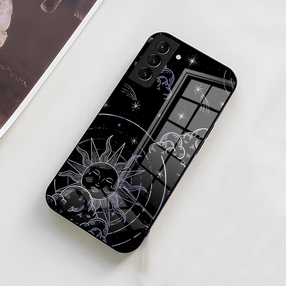 Yinuoda Funny Sun Moon Face Phone Case For Samsung A56 A36 A26 A16 A15 A25 A35 A55 A14 A34 A24 A54 Glass Case