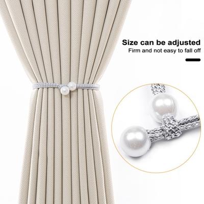 2Pcs/Set Faux Pearl Curtain Tieback Elegant Modern Punch Free Adjustable Curtain Holderback Holder Living Room Bedroom Decor Home Supplies