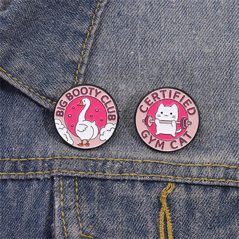 Amusing Weightlifting Animal Enamel Brooch Sturdy Alloy Sporty Accessory Gift