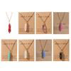 Wire Wrapped Hexagon Pillar Necklace Bullet Point Shaped Pendant Necklace Natural Stone Pendant Clavicle Chain Necklace
