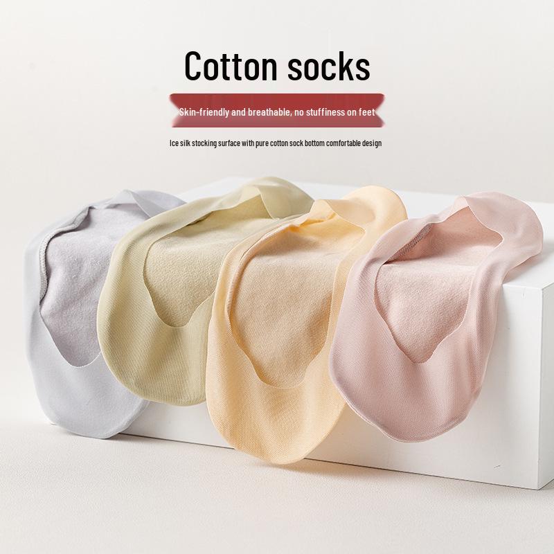 Women's Plus Size Non-Slip Cotton Boat Socks - Low-Cut & Invisible for High Heels