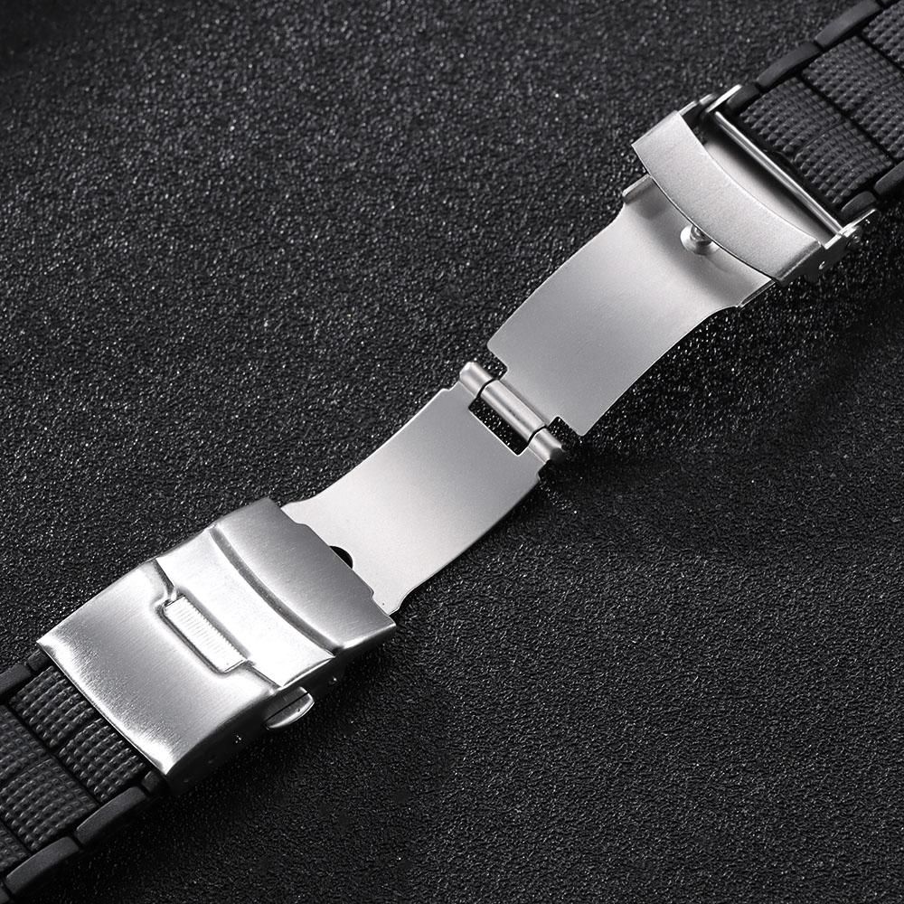 Silicone Soft Watchband Watch Strap 20mm 22mm Sports Waterproof Folding Safety Buckle Soft Silicone Strap Watch Accessories