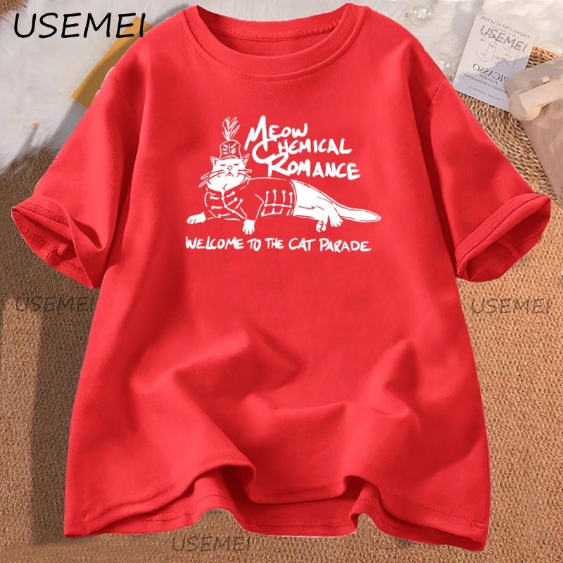 Cat Parade Unisex Funny Band Tshirt Men Women Funny Cotton Short Sleeve Tshirt Harajuku Streetwear Unisex Round Neck Y2k Tees S