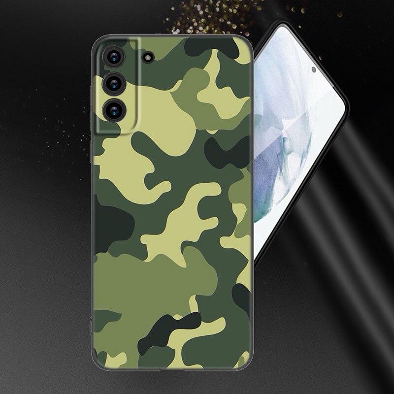 Камуфляжный камуфляжный чехол для телефона в стиле милитари для Samsung Galaxy S20 S21 FE S22 Ultra S10 Lite S10E S9 S8 Plus S7 Edge, мягкий черный чехол Samsung S22 Ultra