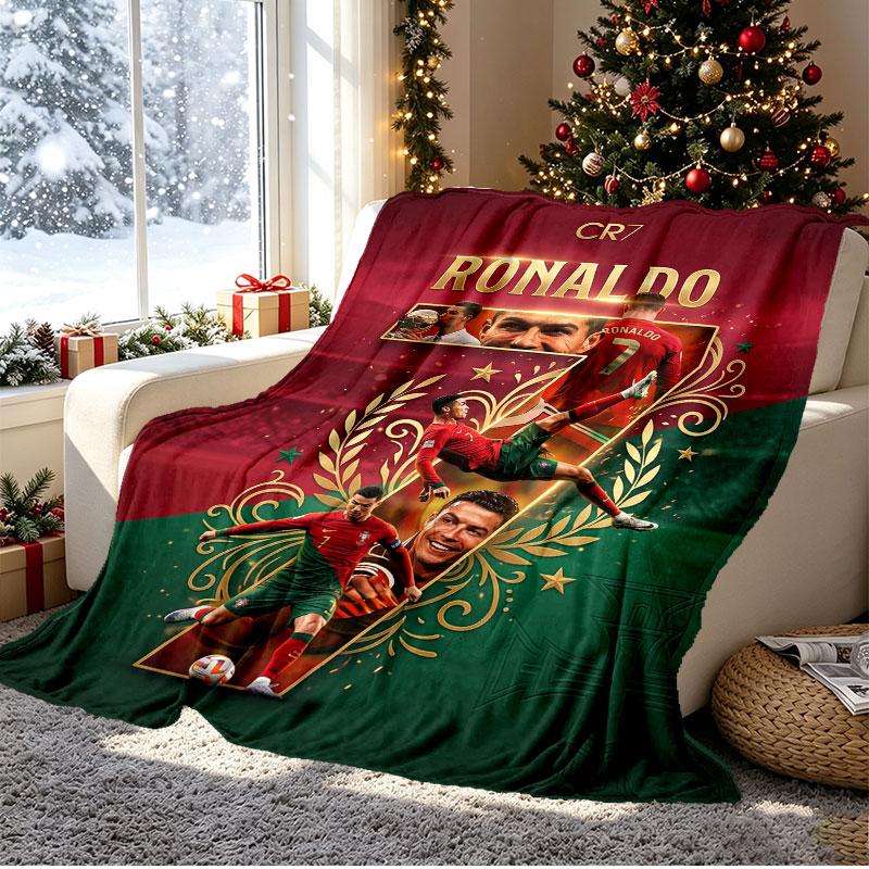 Cristiano Ronaldo Pattern Blanket for Home Decoration, Bed, Sofa, Car Travel, Camping, Suitable for All Seasons, Birthday Christmas Gift