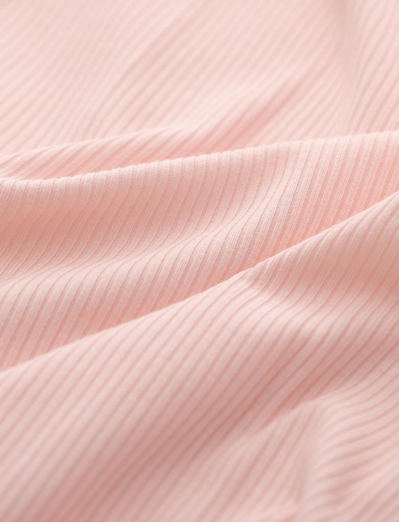 SUIMIN CARE Women's Rib Knit Pajamas, Short Sleeves, and Shorts, Summer, Pink and Green, Sizes S, M, L, and LL (LL, Pink)