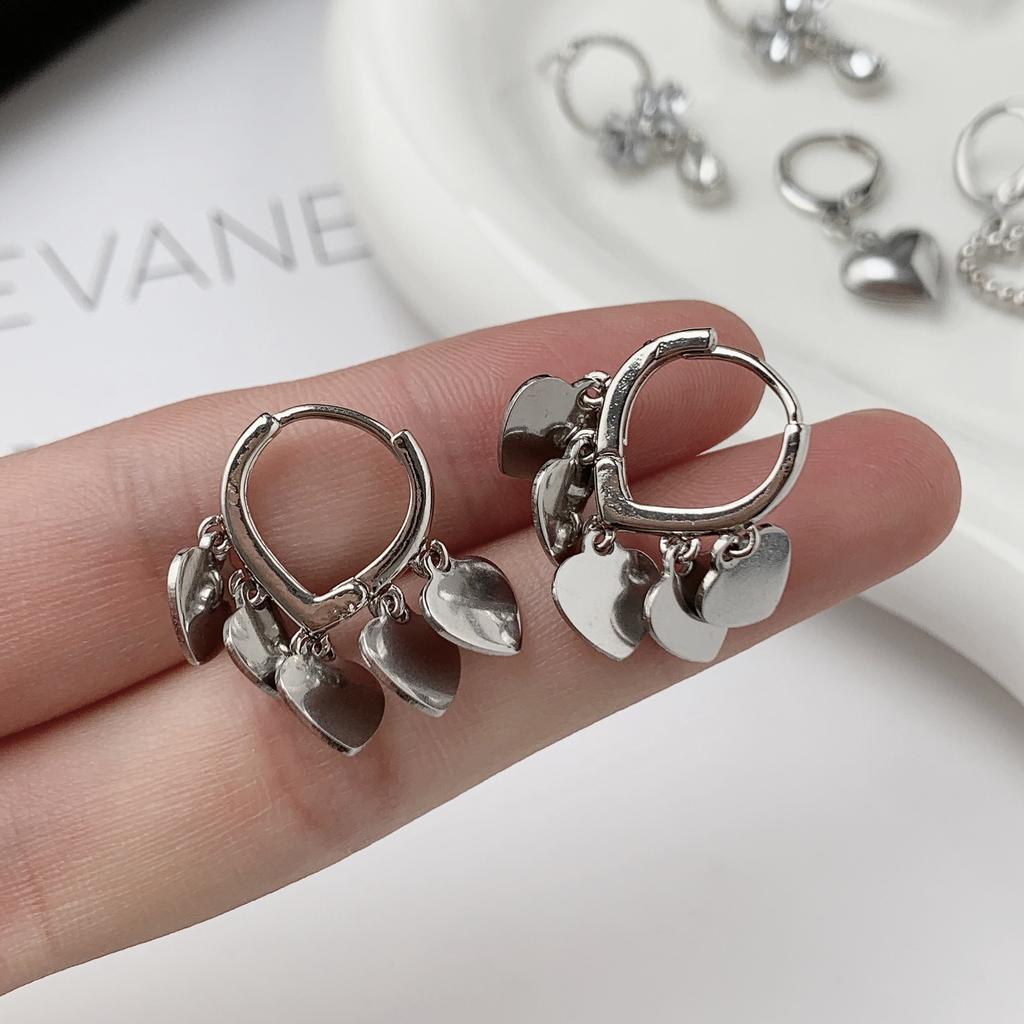 Silver Series Light Luxury Zircon Earrings Women'S Niche Design Style Simple And Versatile Fashion Sense Ear Clip Ear Buckle