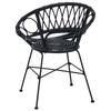 Dining Room Chair 2 Pcs Rattan and Iron Black 54 X 65 X 82 Cm
