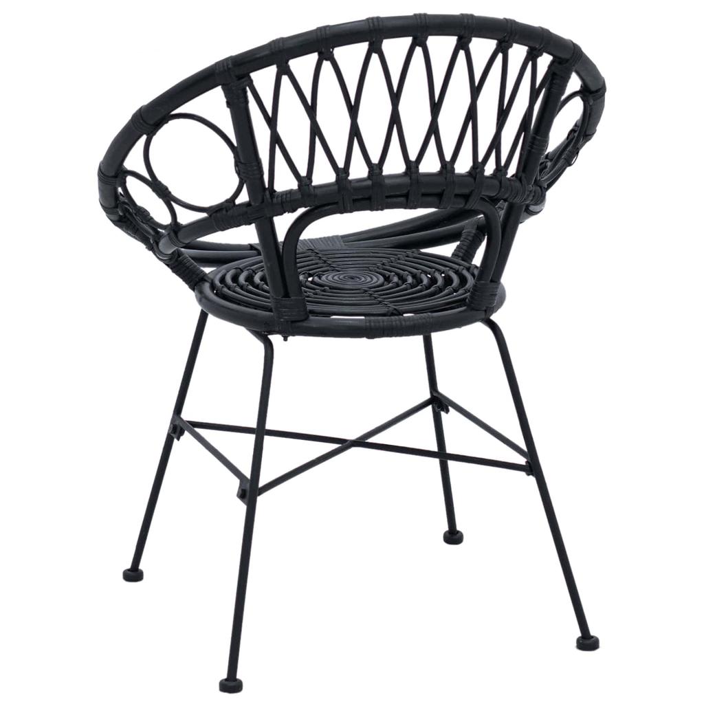 Dining Room Chair 2 Pcs Rattan and Iron Black 54 X 65 X 82 Cm