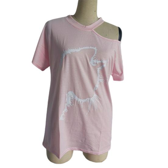 Casual Women T-shirt O Neck Cats Print Short Sleeve Loose Blouse