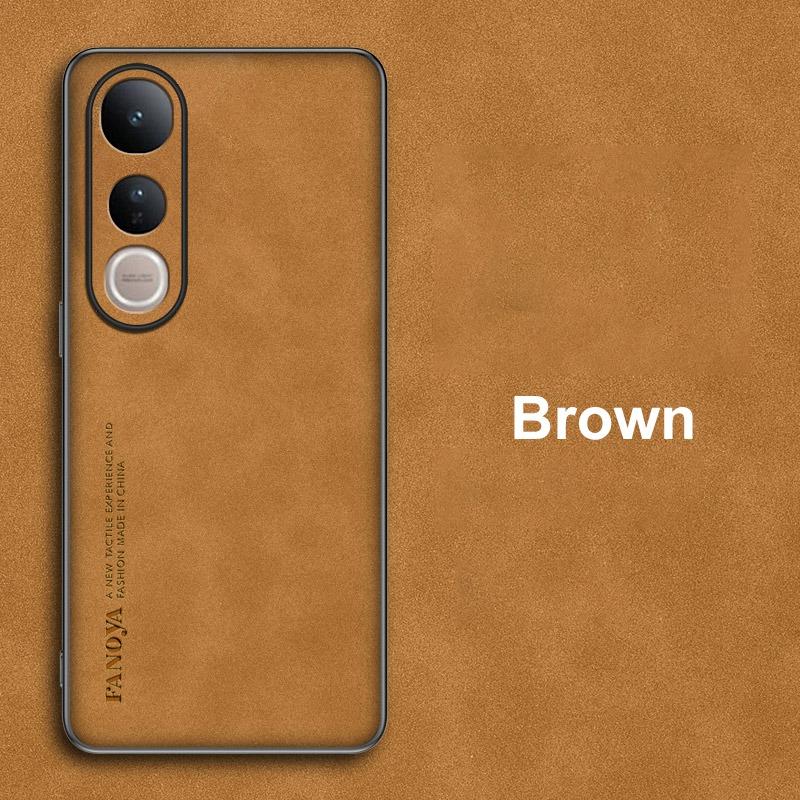 

For Vivo V50 Lite Case Luxury PU Leather Phone Case For Vivo V50 Lite 5G Back Cover Matte Silicone Shockproof Full Protection For Vivo V50 Lite коричневий