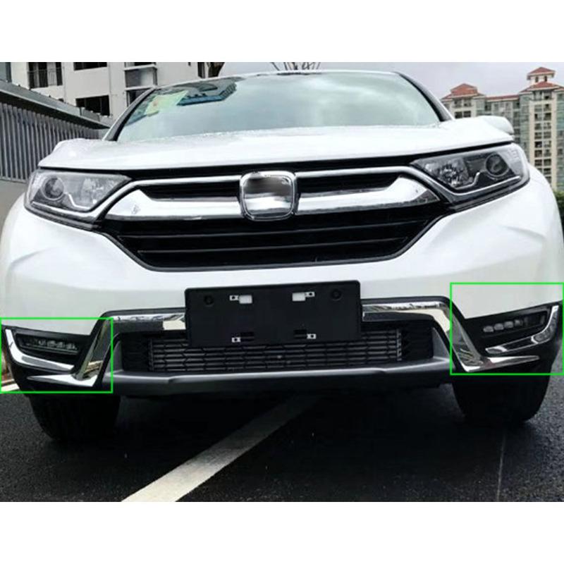 Car Body Head Front Fog Eyebrow/Trim Light Lamp Frame Stick ABS Chrome Cover Parts For Honda CRV CR-V 2017 2018