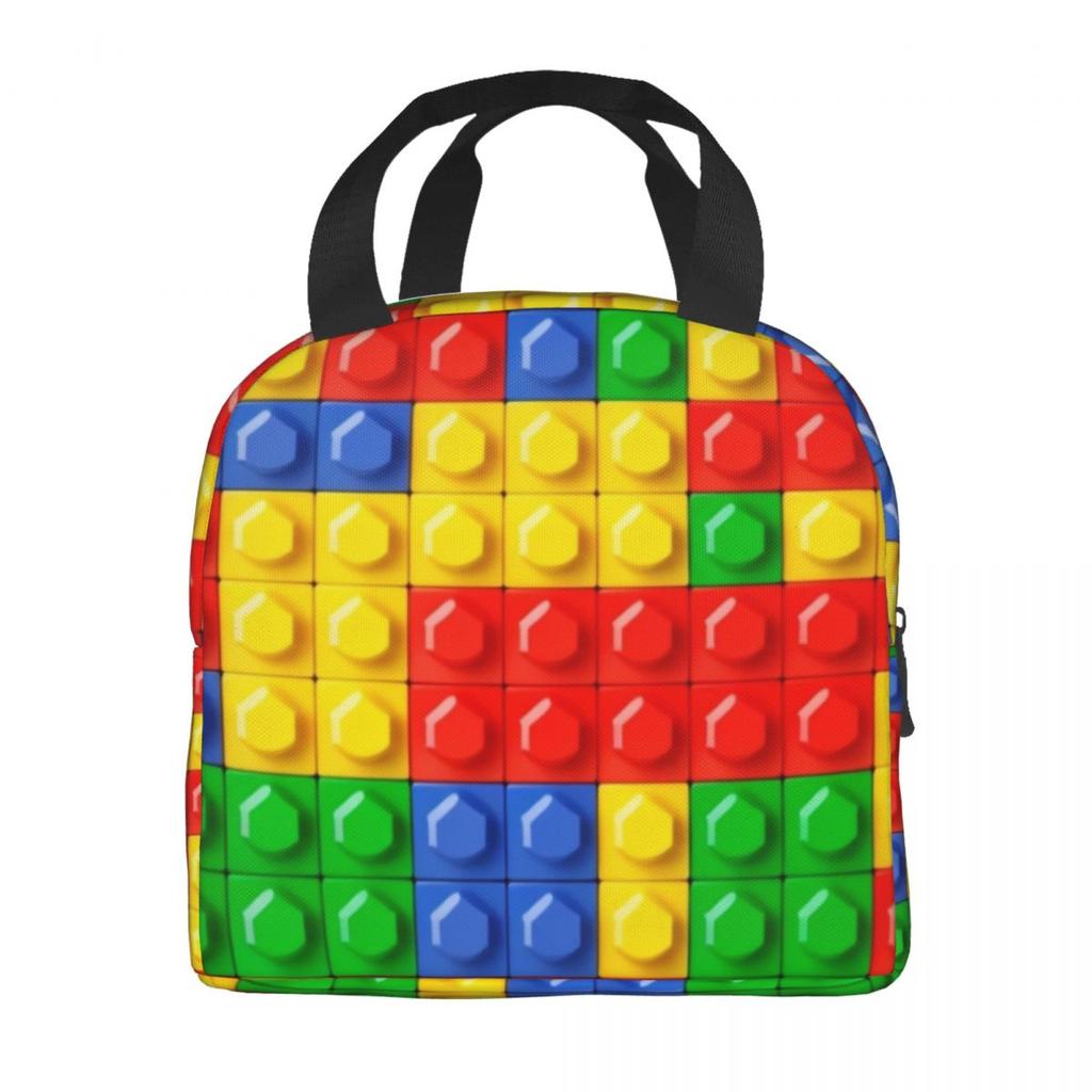 Custom Brick Builder Blocks Master Builder Insulated Lunch Tote Bag for Women Resuable Cooler Thermal Food Lunch Box Children