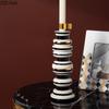 Gold-plated Cylinder Ceramic Candle Holders Desk Decoration Romantic Candlestick Wax Melt Burner Candle Stand Modern Home Decor