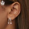 Avle Swaying Double Ring Star Earrings - S925 Sterling Silver, Cross-Border Women's Versatile Design