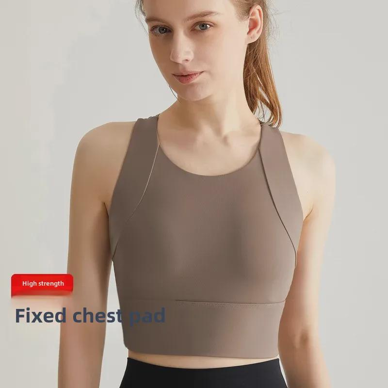LAHN Women's Shockproof Sports Bra with Pleated Mesh Front for Running and Yoga