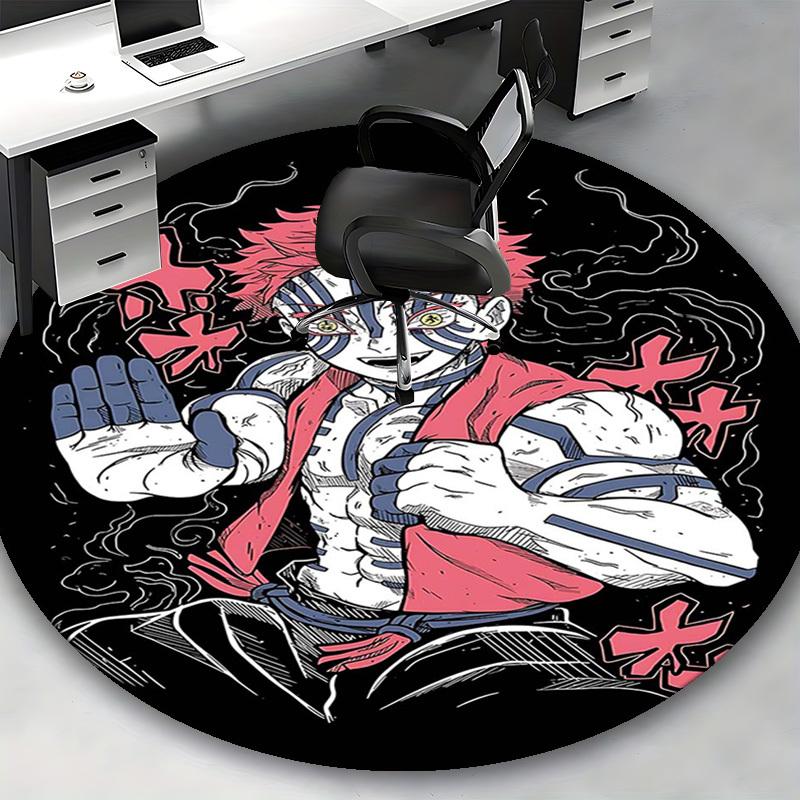 1pc My Hero Academia Deku Round Carpet - Anime Cartoon Design Chair Mat for Office, Home Decor, Living Room