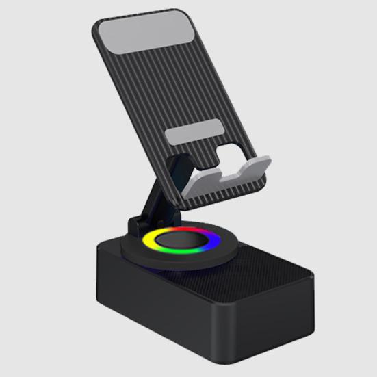 Yousheng Phone Stand Cell Phone Mount with Wireless Bluetooth-Compatible Speaker & LED Base Surround Sound Phone Holder for IPhone Home Outdoor Use