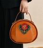 Genuine Leather Flower Embossing Shoulder Bags for Women Ladies Top Layer Cowhide Crossbody Bag Vintage Design Handbags