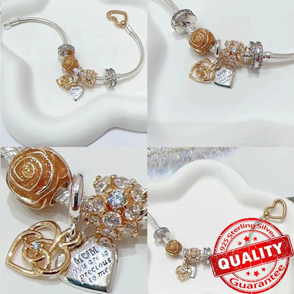 925 Sterling Silver Charm Sparkling Star Moon & Sun Pendant Fit Original Bracelets DIY Women Necklace Jewelry Gift