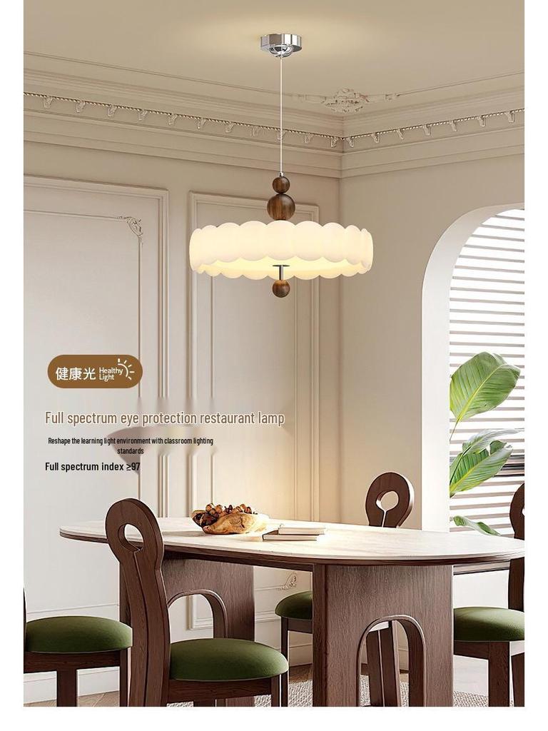 Retro French Cream Chandelier for Bedroom & Study - Creative Designer Full Spectrum Ceiling Light