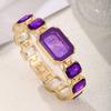Ladies Fashion Square Quartz Watch With Alloy Bracelet And Decorative Waterdrop For Business Casual