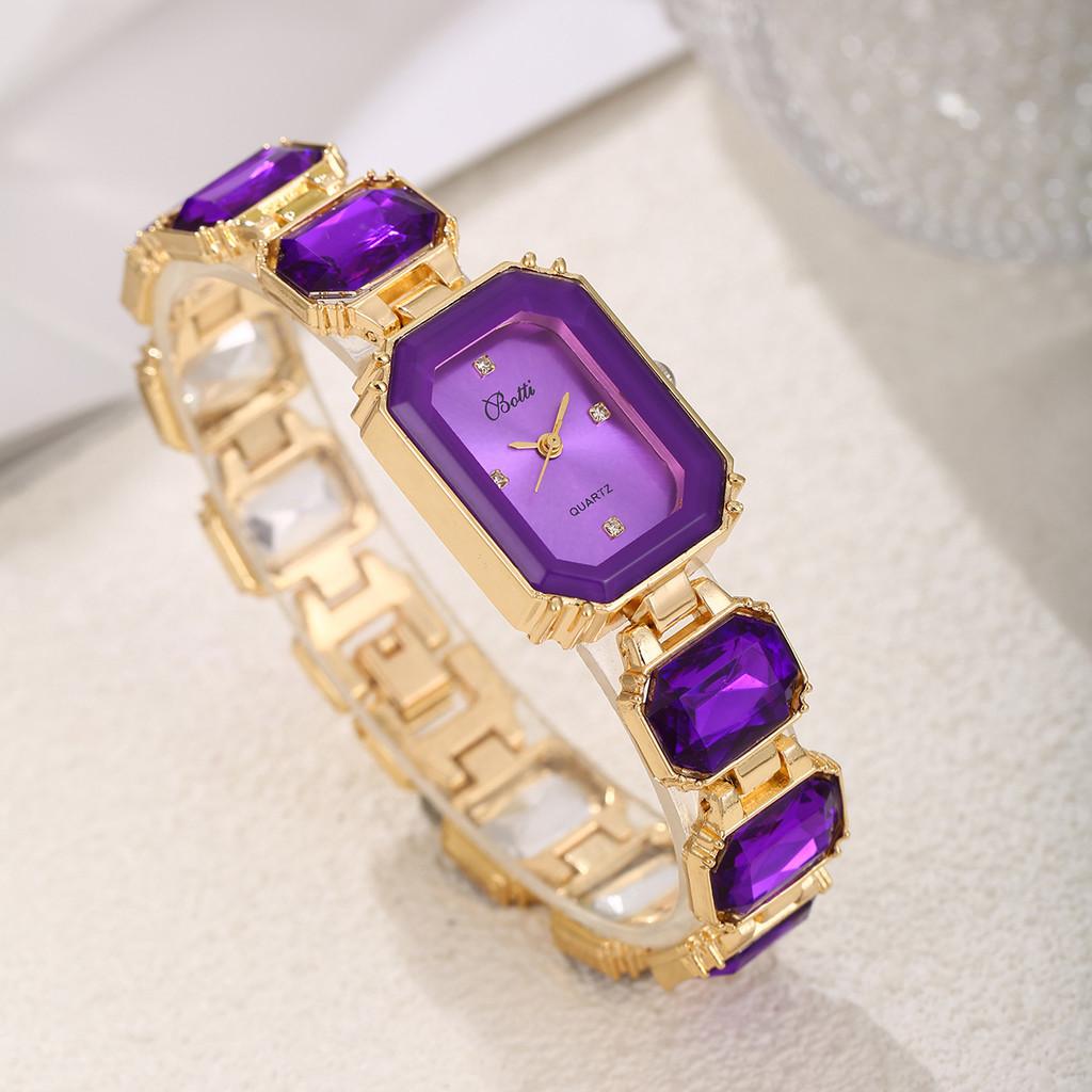 Ladies Fashion Square Quartz Watch With Alloy Bracelet And Decorative Waterdrop For Business Casual