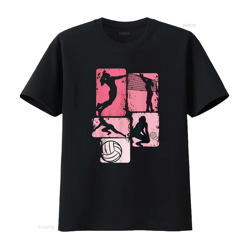 Volleyball Girls Unisex Youth Girl Player T Shirt Vintage Washed Stretched Graphic Soft Unisex Comfortable Homme