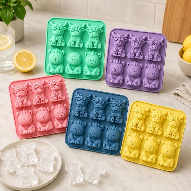 Animal Ice Tray for Juice, Water and Coffee Cups, 6 Cavity Tray with Flexible Body for Beverage Service and Storage