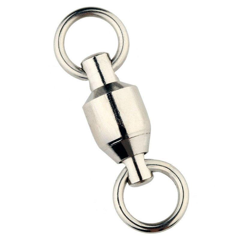 50pcs Ball Bearing Swivels Double Round Split Rings Connectors Fishing Tackle