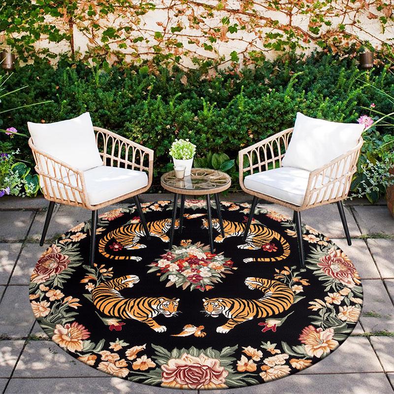 Tiger pattern round rug,Carpet Rug for Living Room Bedroom Playroom ,Non-slip Floor Mat,Holiday Gifts and Birthday Gifts.